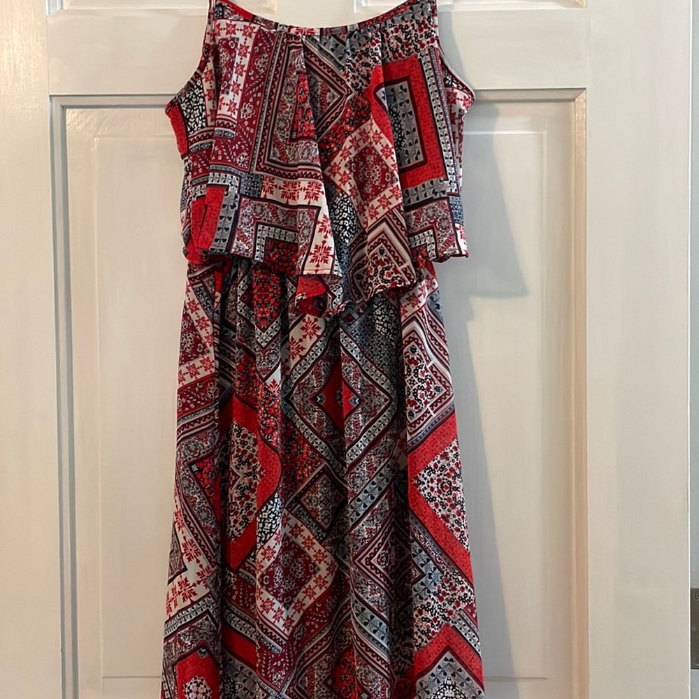 Red, white, & blue maxi dress